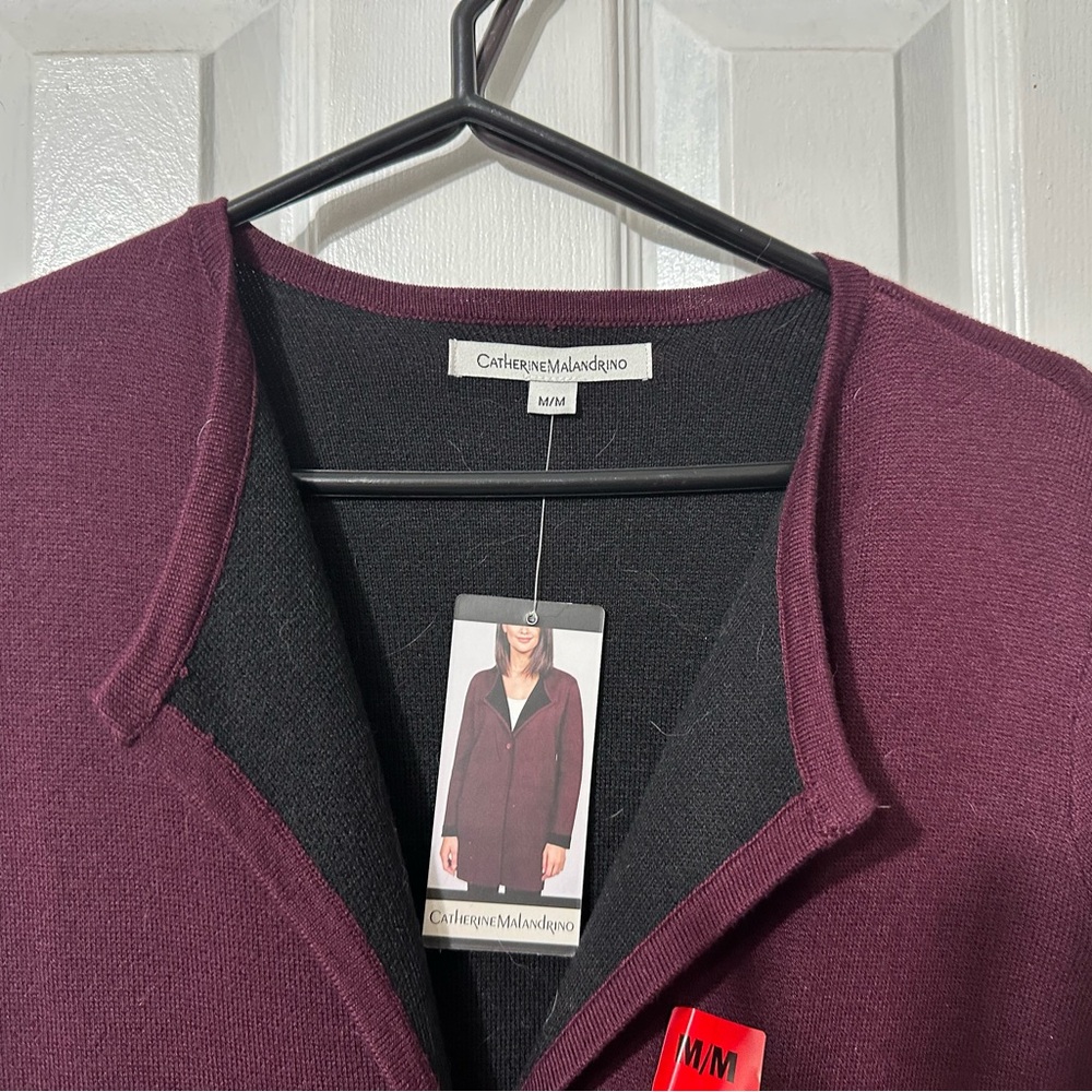 Catherine MaLandrino sweater coat maroon size medium